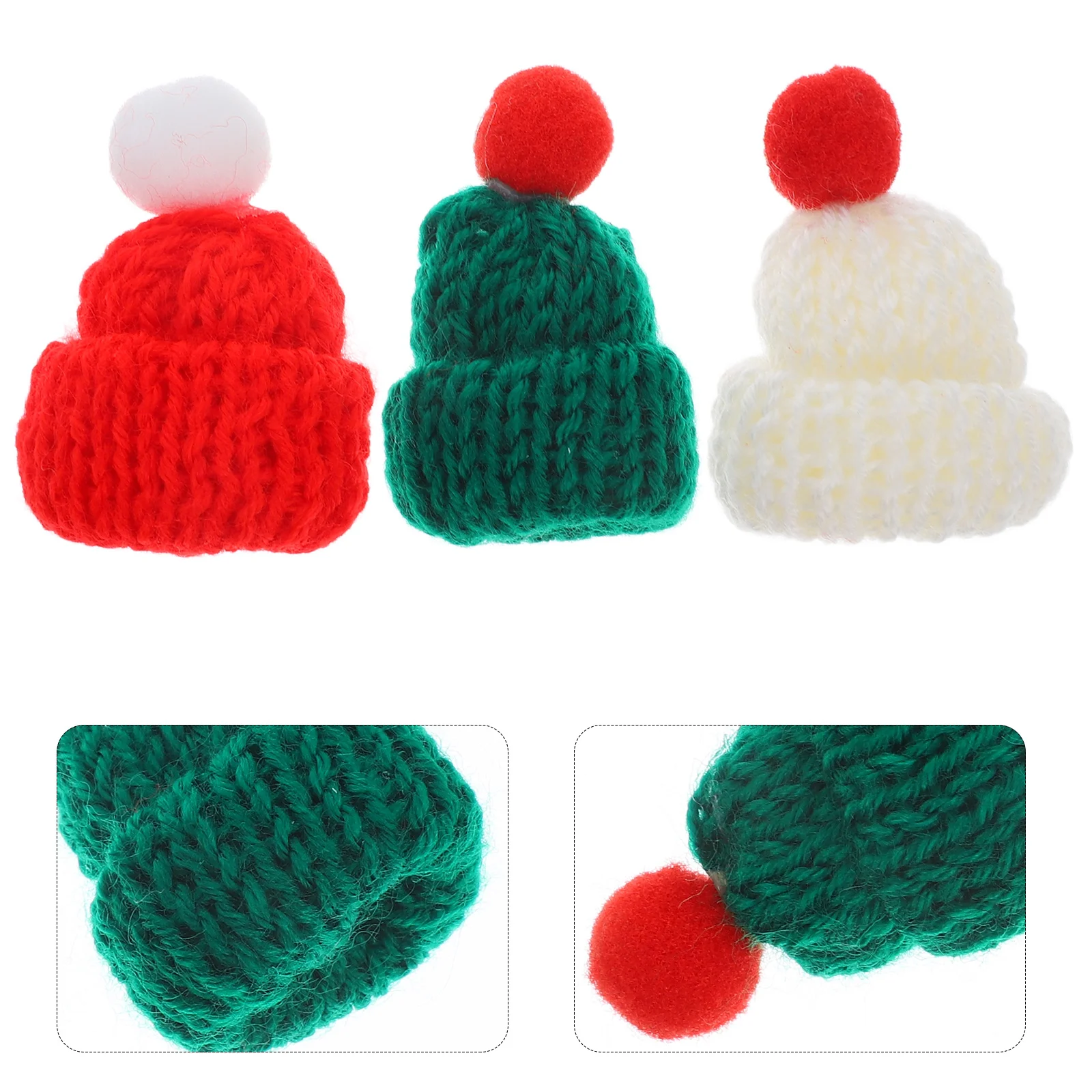 24 peças gorro de lã diy artesanato suprimentos pequeno chapéu de tricô enfeites de fio mini chapéus