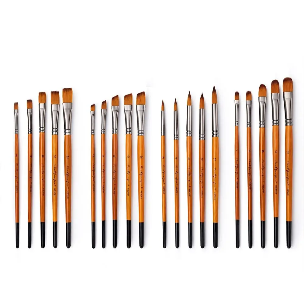 

5pcs/set Synthetic Nylon Tips Painting Brushes Kits Round Head Spike Head Art Paint Brushes Stationery Wooden Handle