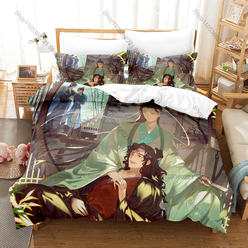 

Shen Qingqiu Luo Binghe Cultivation Character Print 3 In 1 Quilt Cover Set With Two Pillowcases Xianxia Otaku Bedroom Home