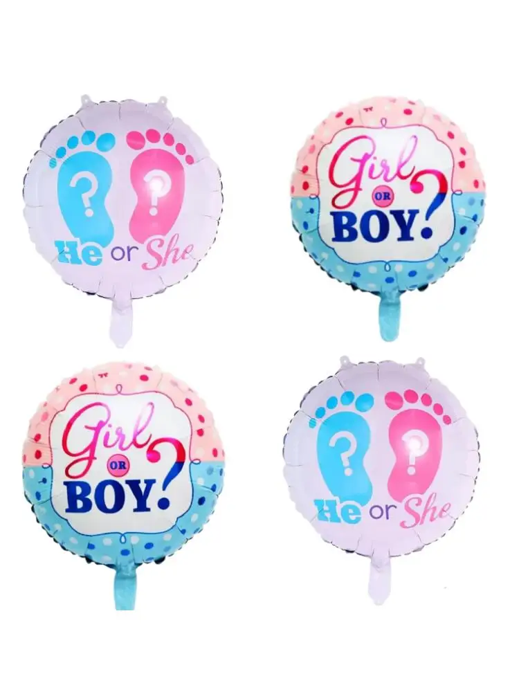 20Pcs 18inch Gender Reveal round baby baptism balloon angel aluminum foil blue boy pink girl baby baptism party decoration