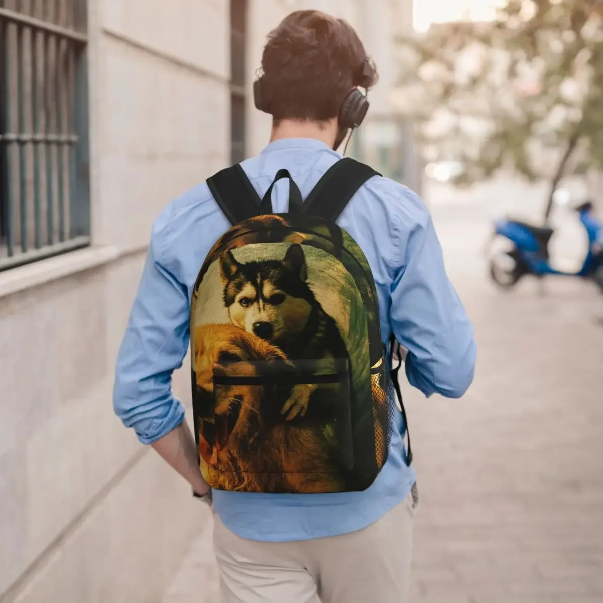 Golden Labrador Beach Surfing Student Backpack School Bag Hiking Travel Daypack for Boys Girls Bookbag Shoulder Bags
