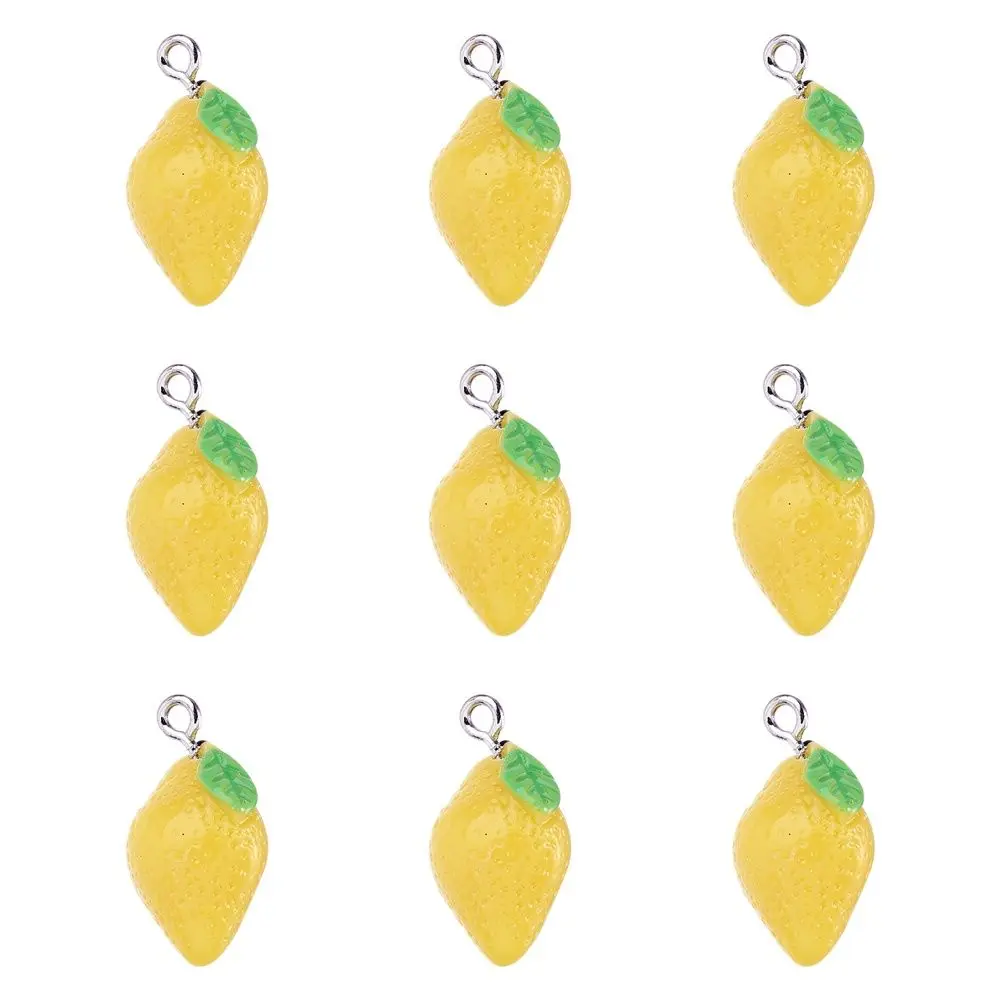 10pcs Yellow Lemon Resin Pendants Findings Fruit Resin Pendant Charms For Earring Necklace DIY Fashion Jewelry Accessories