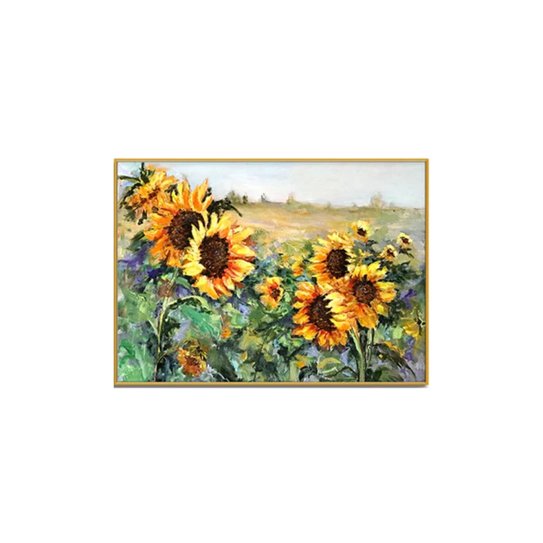 

Extra Large Wall Art for Living Room 100% Hand-Painted Framed Decorative Floral Oil Painting Set Decorative sunflower