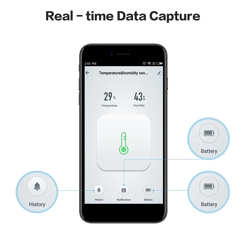 SQPP-Wifi الذكية زيجبي استشعار درجة الحرارة والرطوبة شاشة LCD التاريخ سجل أمن الوطن الذكي التحكم عن بعد