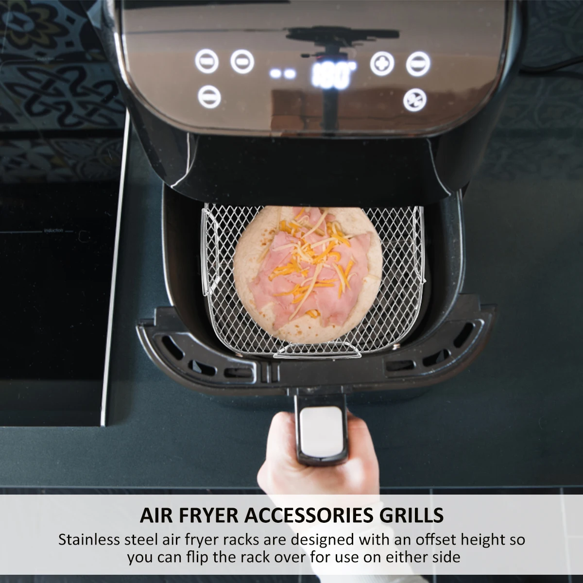 Air Fryer Rack Stainless Steel Dehydrator Rack Multi-Purpose Cooking Rack Dishwasher Safe Grilling Rack Air Fryer Accessories