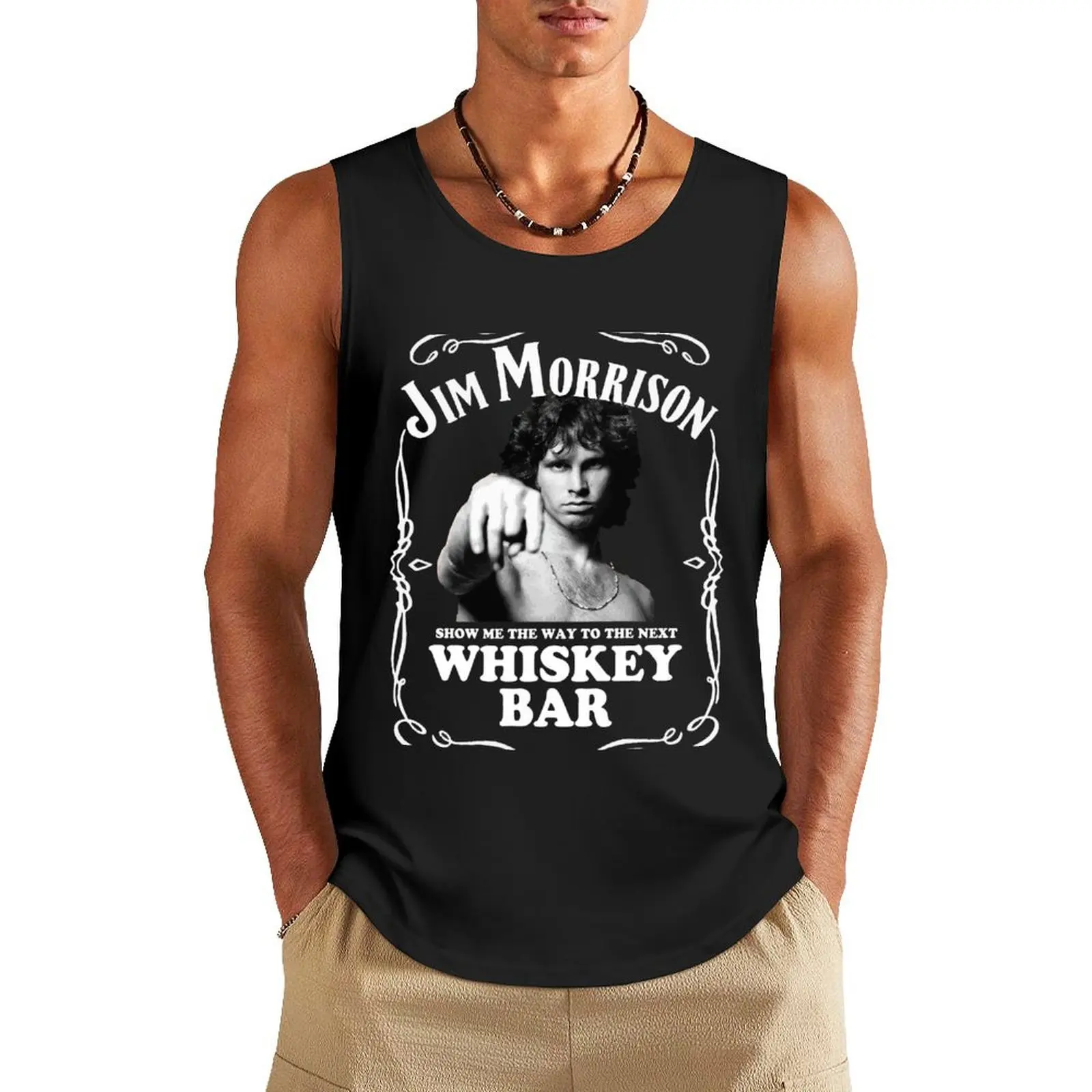 Jim Morrison Show Me The Way to Next Whiskey Bar Doors Logo Womens Casual Slim Fit Basic Long Sleeve Fashion Tank Top