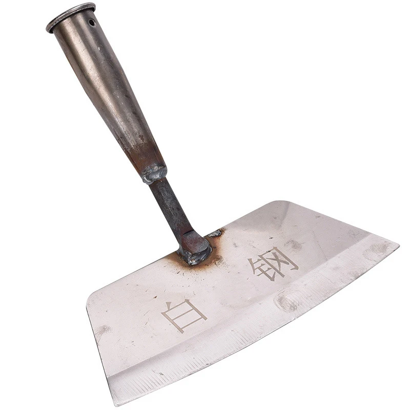 Pala de Cabeza Cuadrada ancha de 25cm, pala plana afilada de acero cromado para flores, hierba, plantación de suelo, excavación y trasplante