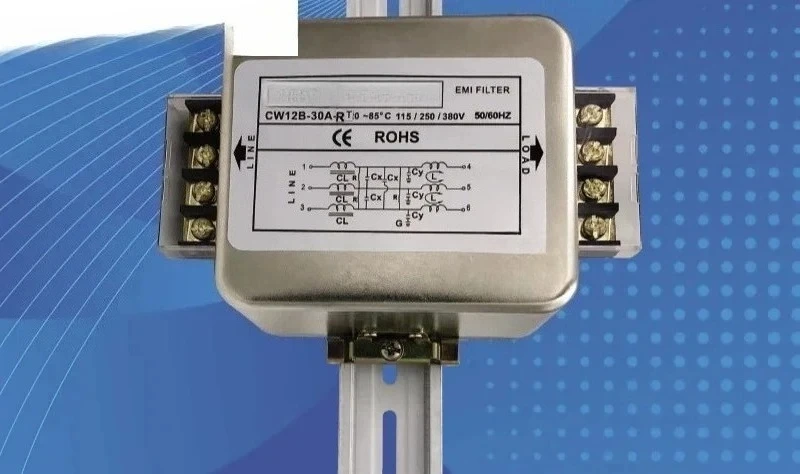 CW12B 10/20/30/40/50/60/80A Three-Phase 380V Rail-Mount Servo EMI Power Filter for Interference Suppression