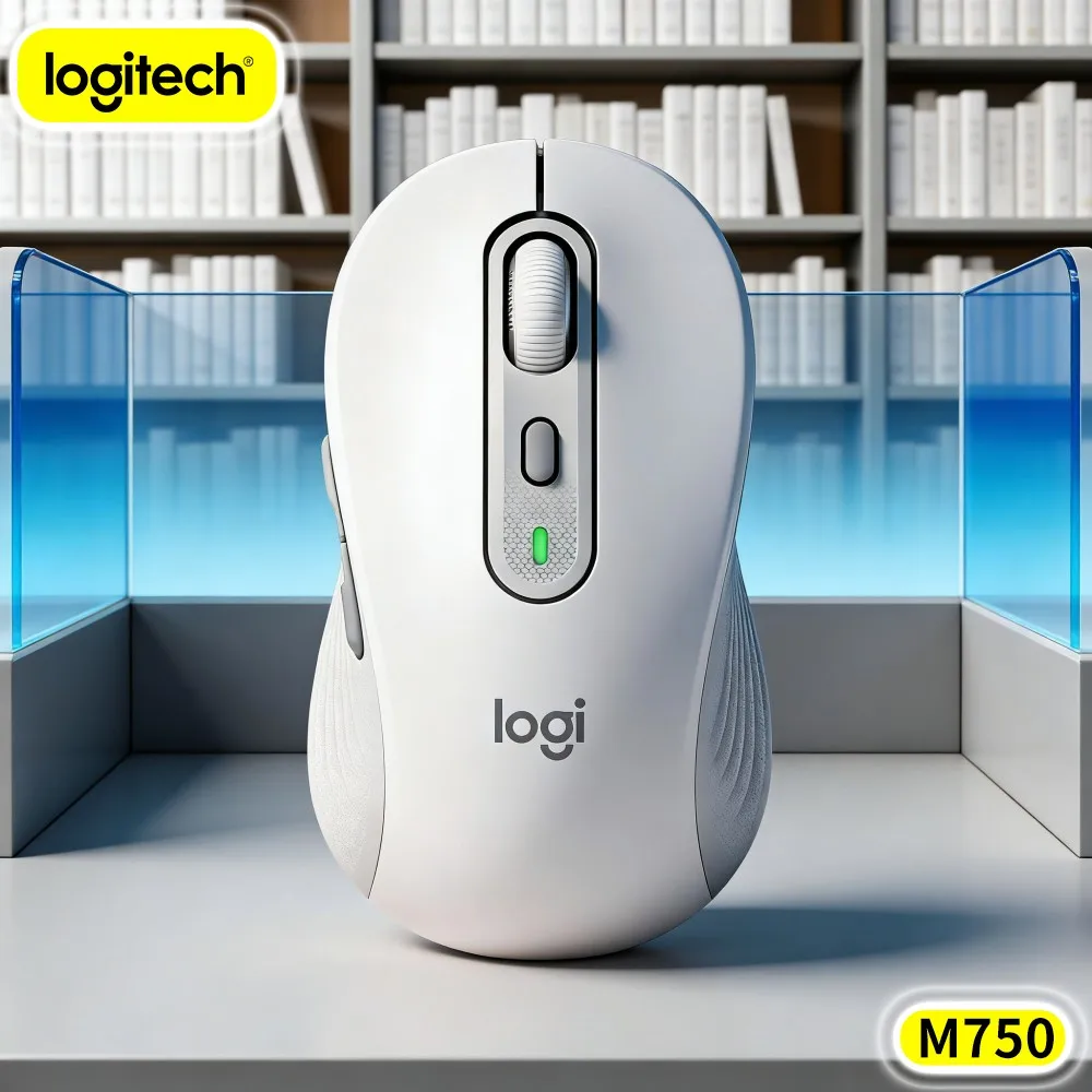 Logitech M750 Ergonomic Mouse - Recycled Build, 3-Device Switch, Soft Grips, 20-Month Battery, Travel Friendly