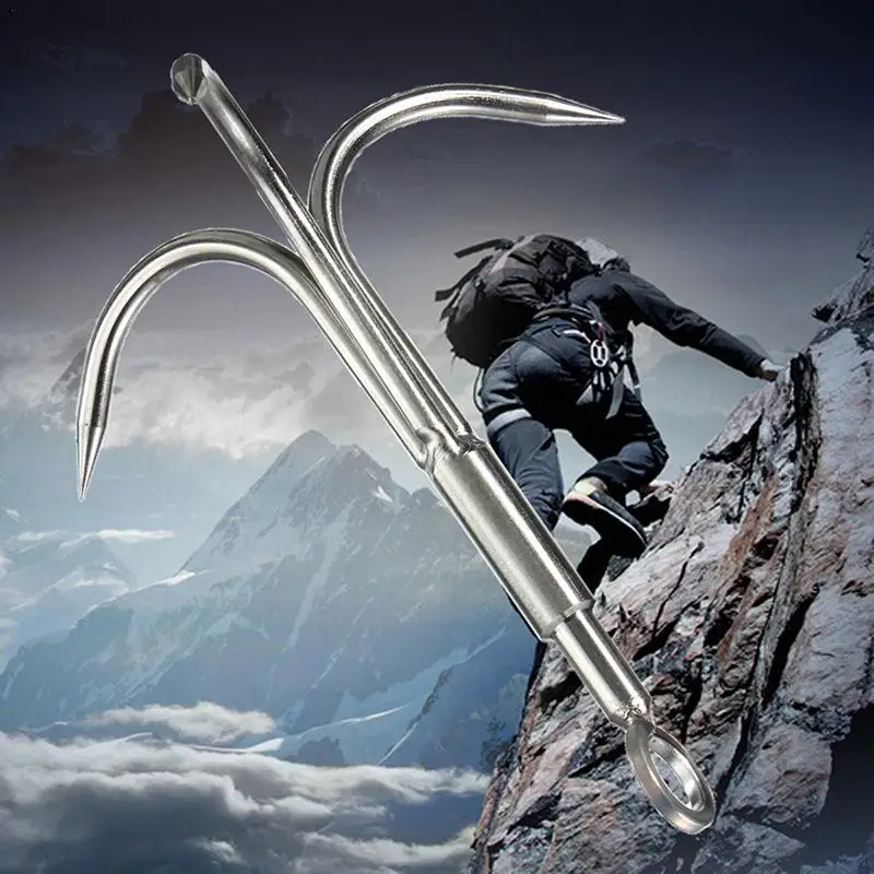 Flying Claw Survival Grappling Steel Hook Rock Climbing Claw Outdoor Carabiner Hook Clasp Grappling Tackle Survival Tools