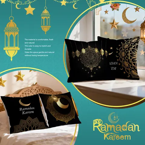 Ramadan Mandala And Crescent Moon Pillowcase Bedroom Sofa Cushion Cover 100% Polyester Living Room Cushion Pillowcase Home Decor