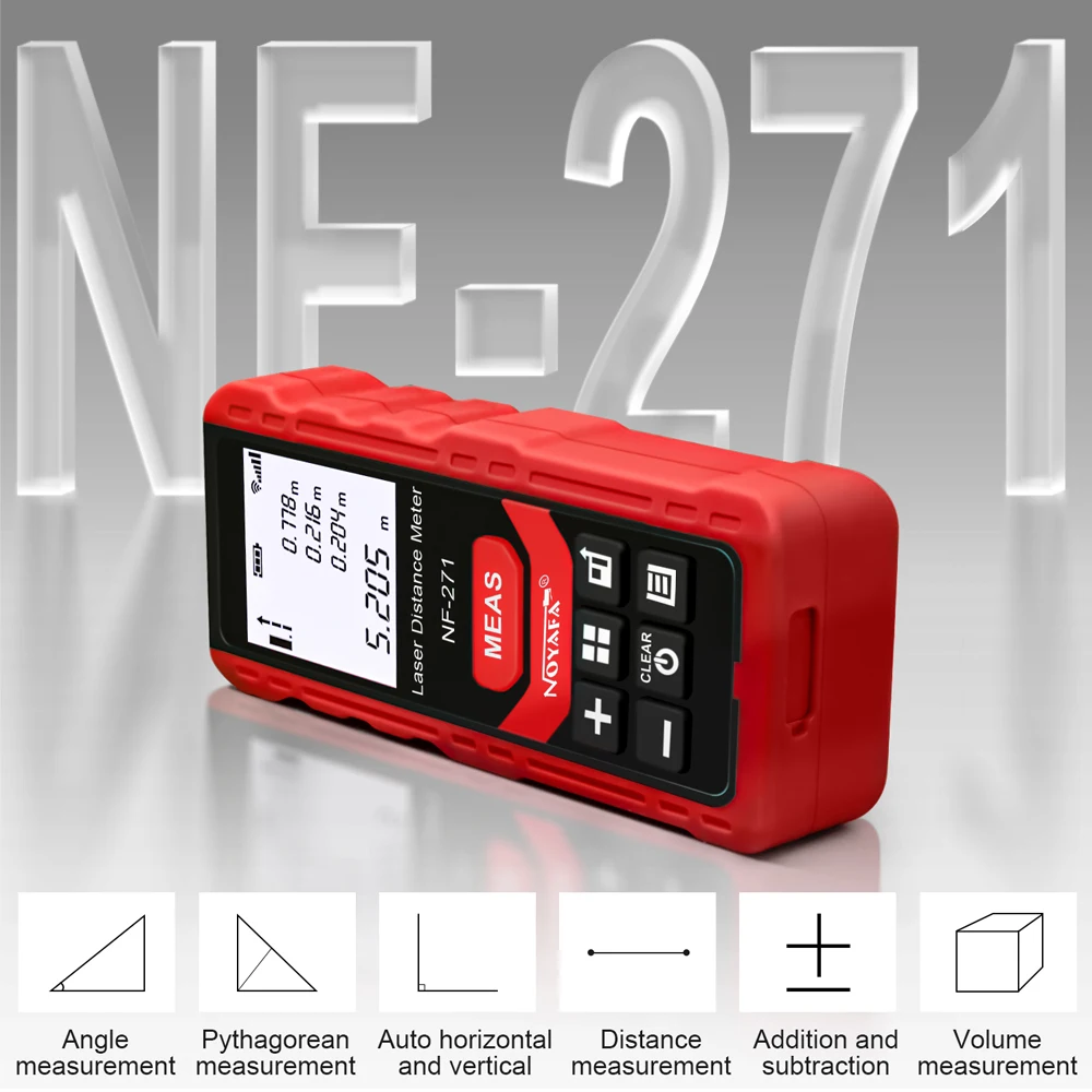 NOYAFA NF-271 High Accurate Roulette Laser Distance Meter Construction Tool Measuring Instrument Digital Distance Ruler 50M/70M