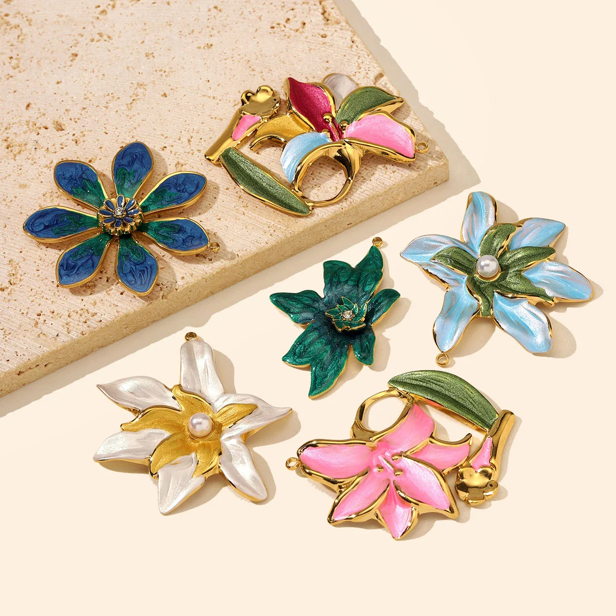 3pcs/Lot Stainless Steel Morning Glory DIY Earring Charms Lily of the Valley Necklace Pendants Woman Flower Jewelry Wholesale