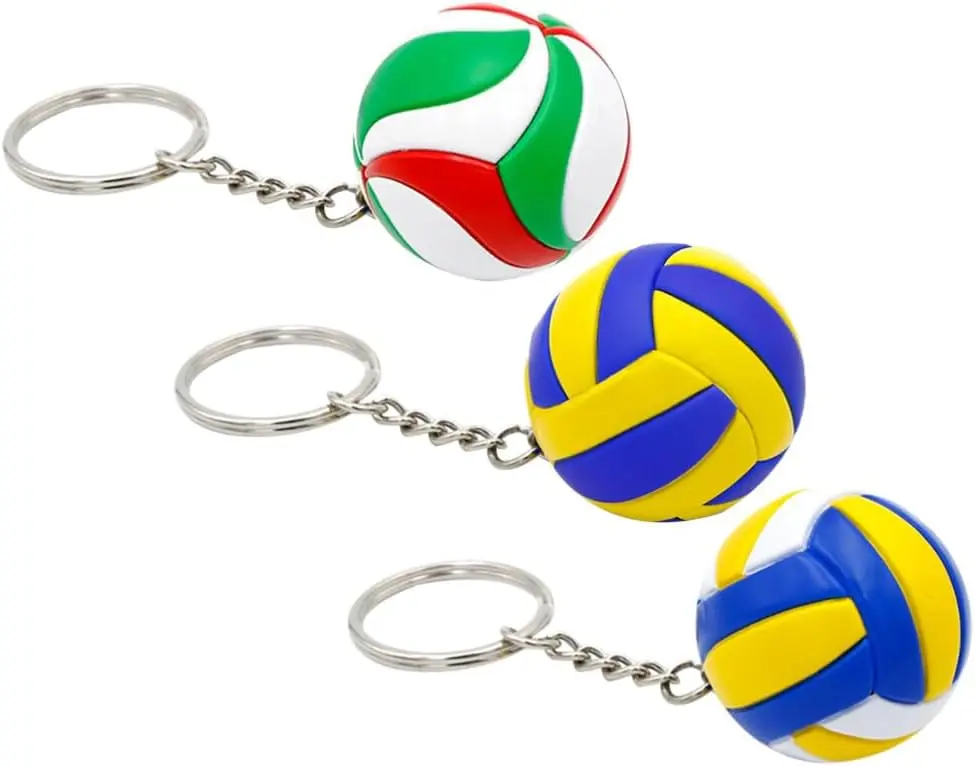 3-teiliger Schlüsselanhänger mit Volleyball-Anhänger, Sport-Gedenkparty-Geschenke, mehrfarbiges Mini-Taschenzubehör.