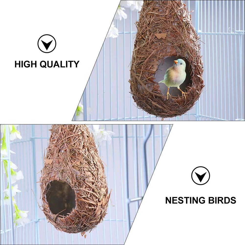 3 Pcs Decorative Bird Nest Hand-woven Hanging Bird House Garden Ornament Artificial Bird House Decorative Bird Hut