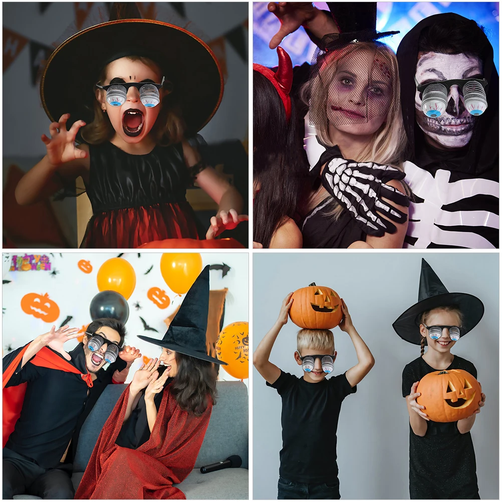 

4 Pcs Horror Eyeball Glasses Springs Halloween Party Favors Funny Toys Scary Eyewear Costume Accessories Masquerade Decorations