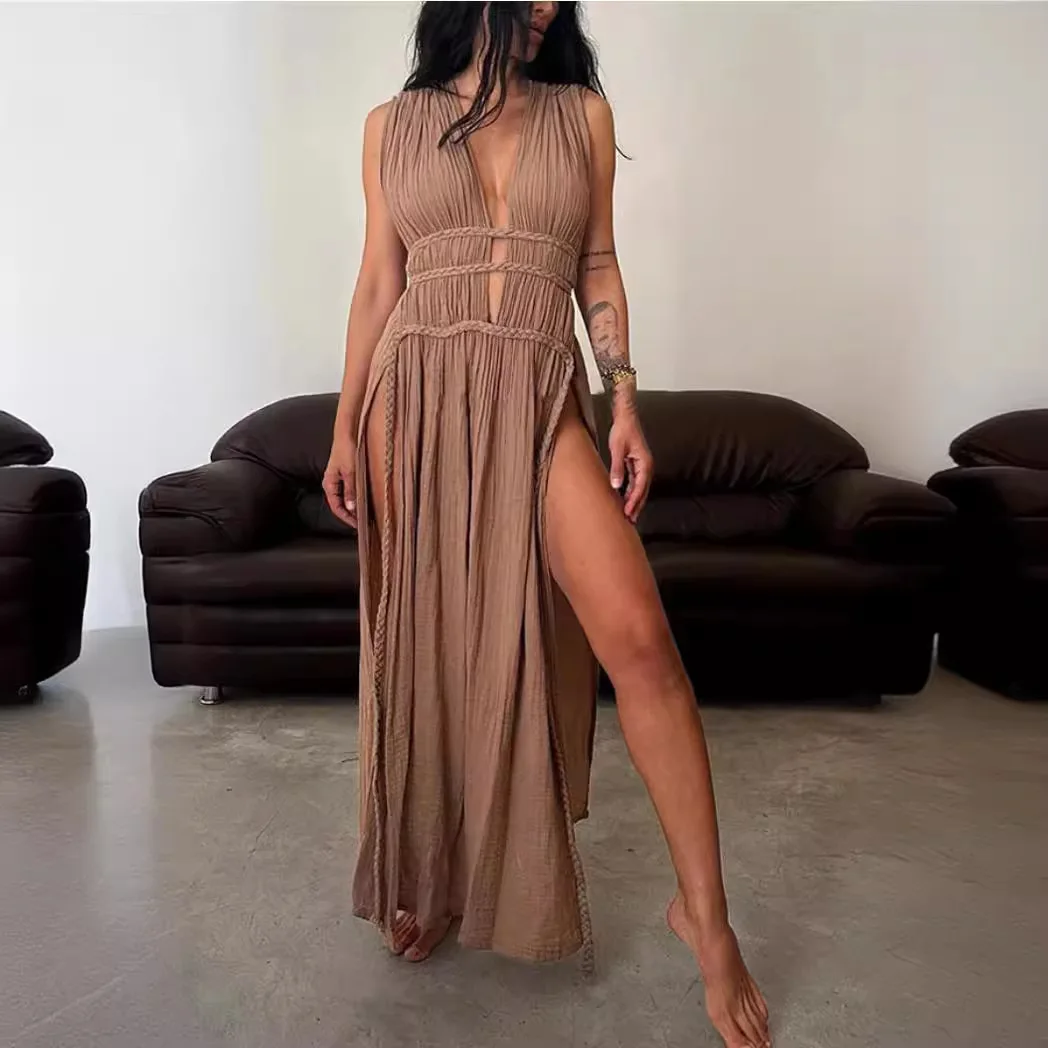 

Women's Sexy Dress Bohemian Style Vest Split Style With Slit And Hollow Design Holiday Dress Evening Dress Party Dance Dress