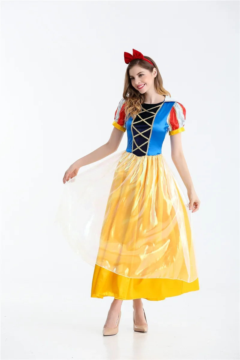 Schneeweiße Prinzessin Erwachsenen Kostüm für Frauen Halloween Party Karneval Cosplay Kostüme Mädchen Kleid Kopf bedeckung langes Kleid