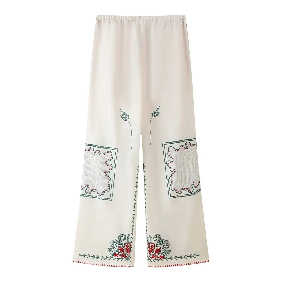 Bsk & tref2025 outono nova moda casual feminina simples lapela camisa de manga comprida topo + calças bordadas de cor contraste