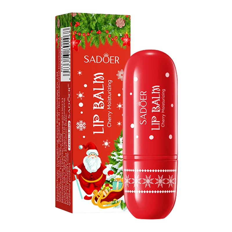 SADOER Weihnachts-Honig-Lippenbalsam, Kirsch-Avocado, aufhellender Lippenbalsam, feuchtigkeitsspendender, rissiger, feuchtigkeitsspendender, reparierender Lippenstift