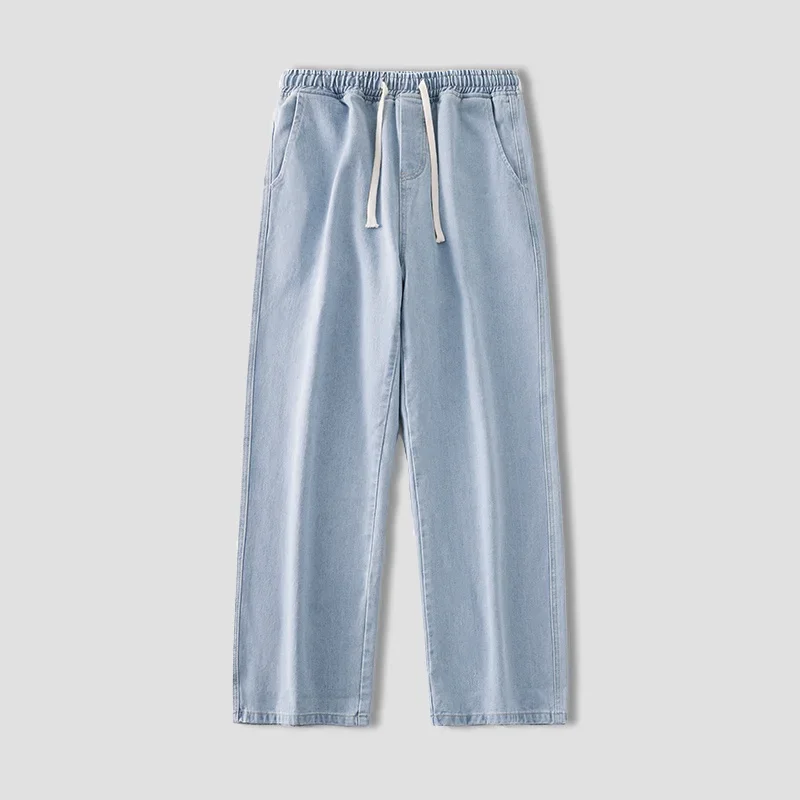 Jesienna koreańska modna sznurek Y2K Jeans Homme klasyczne luźne spodnie prosta szeroka 2023 nowość hiphopowy sweter Casual jean