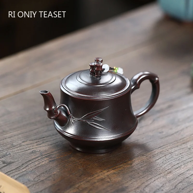 250ml Chinese Yixing Purple Clay Teapot Tradition Handmade Bamboo Joint Shape Tea Pot Beauty Kettle Teaware Zisha Tea Set