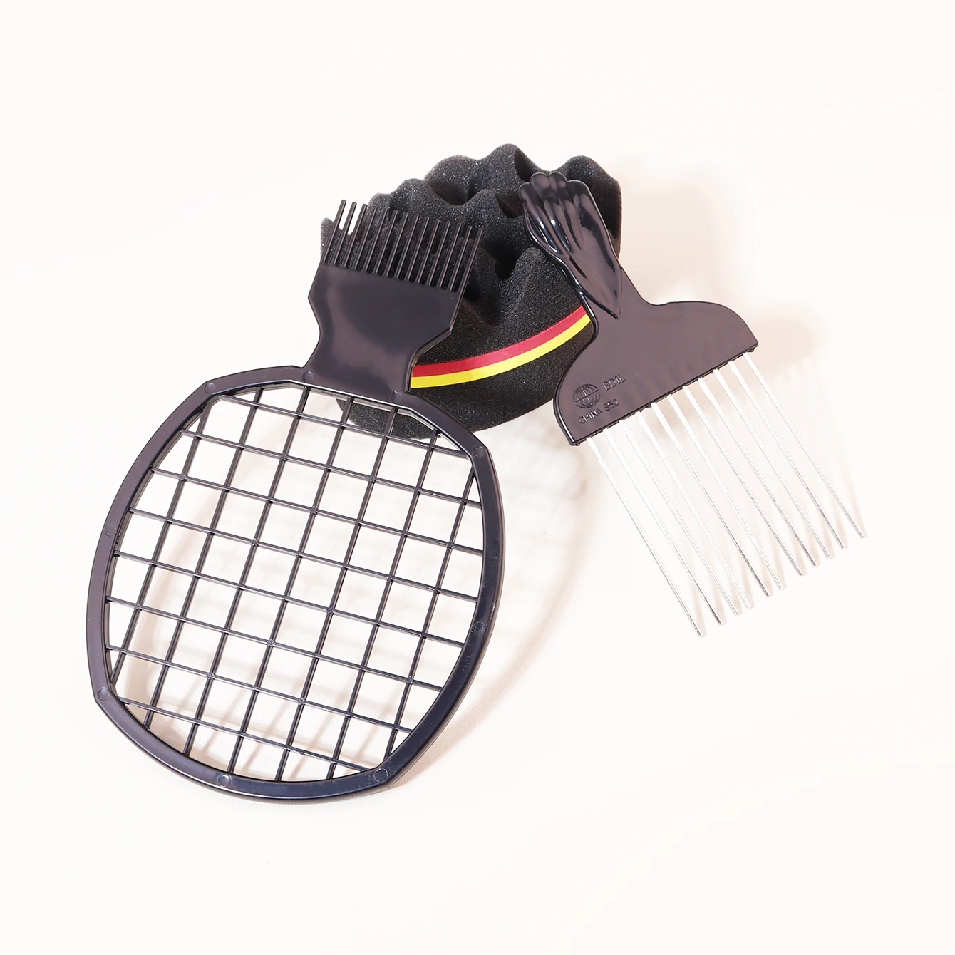 3 sztuki/zestaw czarnych gąbek do trwałej ondulacji, modne magiczne afrykańskie narzędzie do pielęgnacji kręconych włosów, specjalne dla peruk z prawdziwych włosów