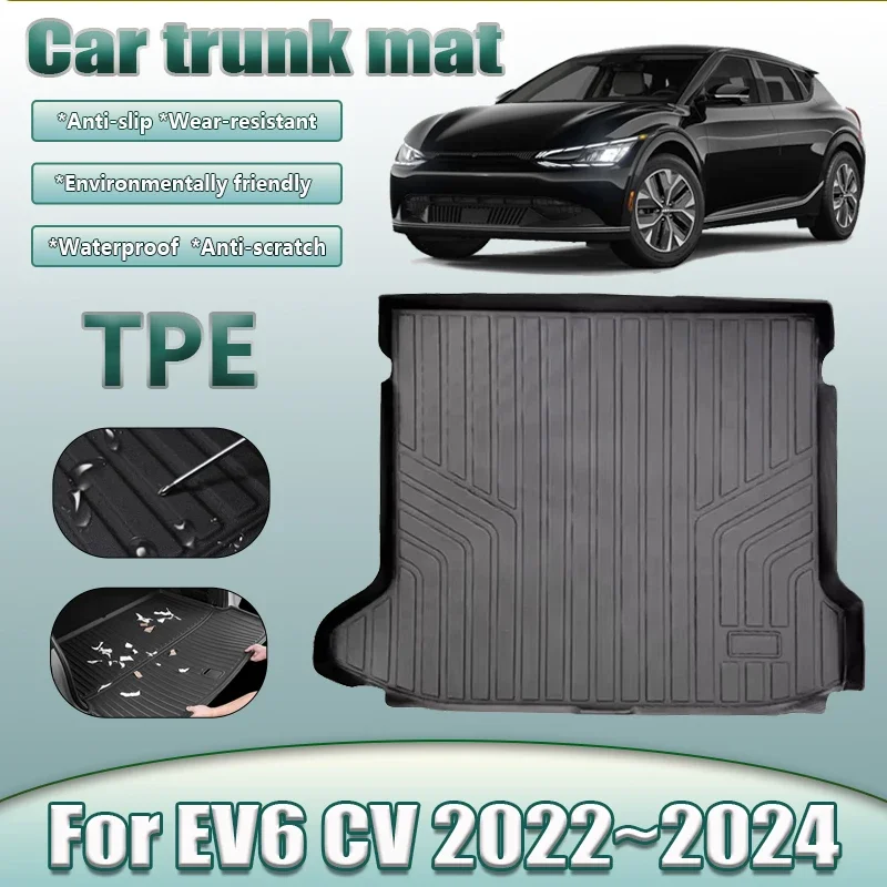 Anti-dirty Car Rear Trunk Mat For Kia EV6 Accessories CV 2022 2023 2024 Clean Waterproof Carpet TPE Material Storage Rubber Pad