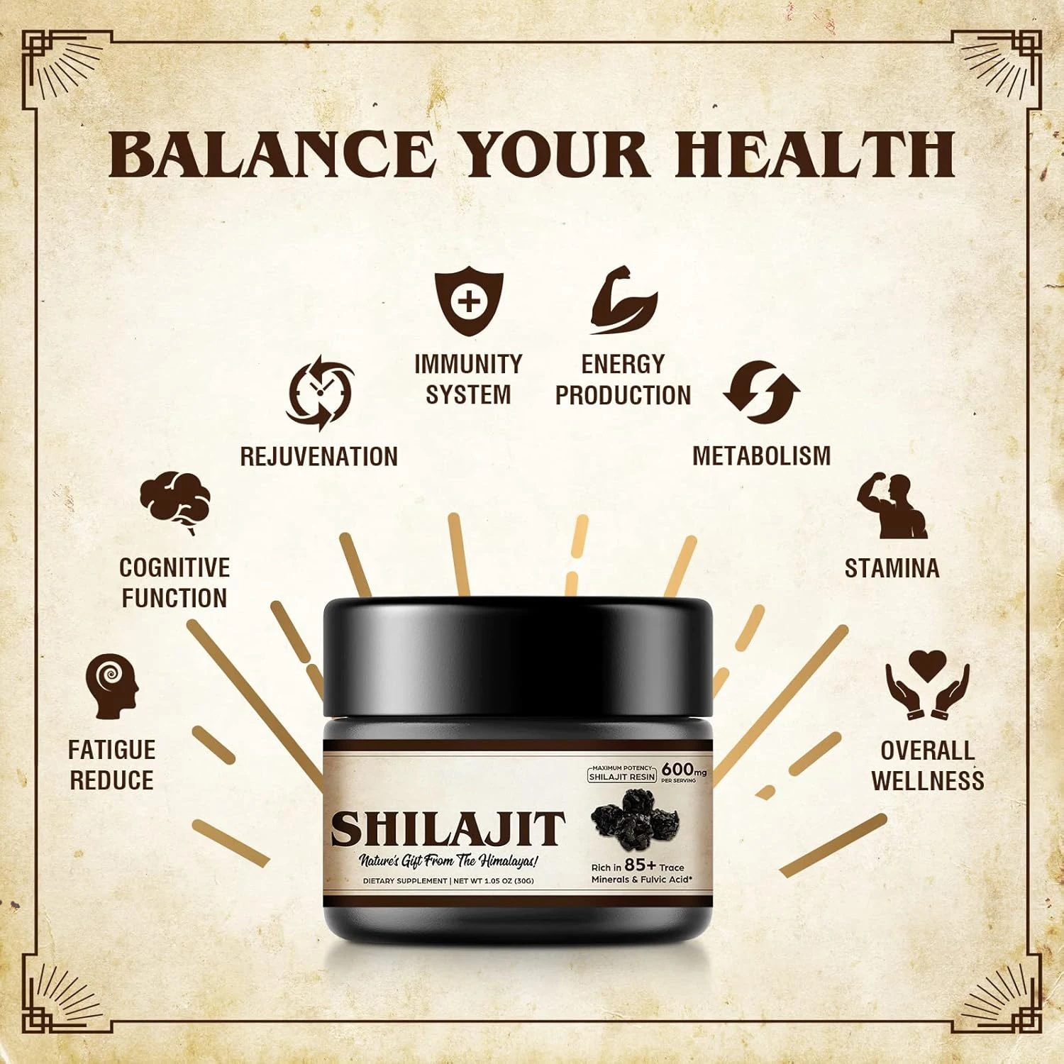 

Shilajit Pure Himalayan Organic Shilajit Resin - 600mg Maximum Potency Natural Organic Shilajit Resin with 85+ Trace Minerals