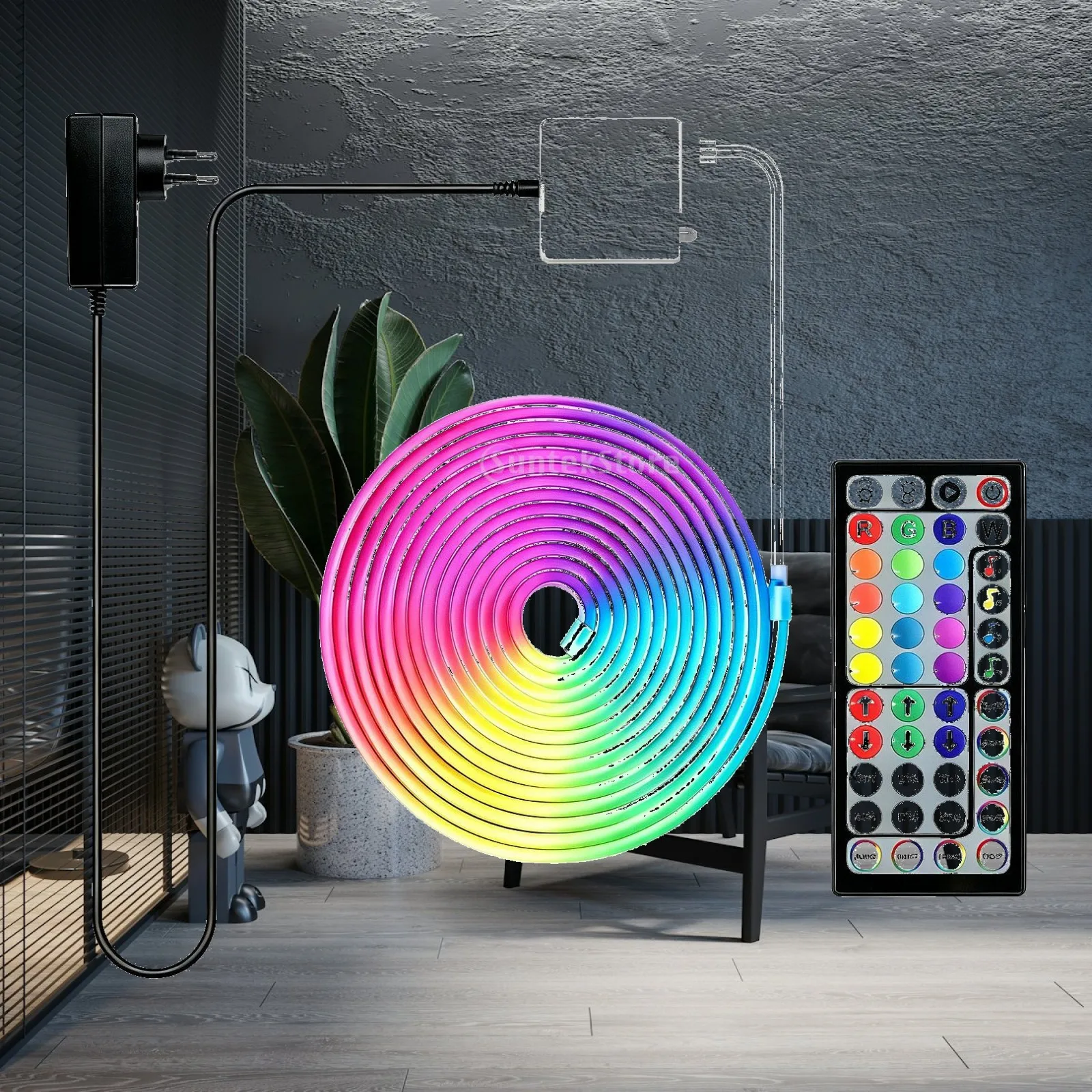 Tira de Luz LED de Neón Impermeable de 15m RGB Flexible con Control por Aplicación Inteligente para Sala de Estar y Configuración de Juegos