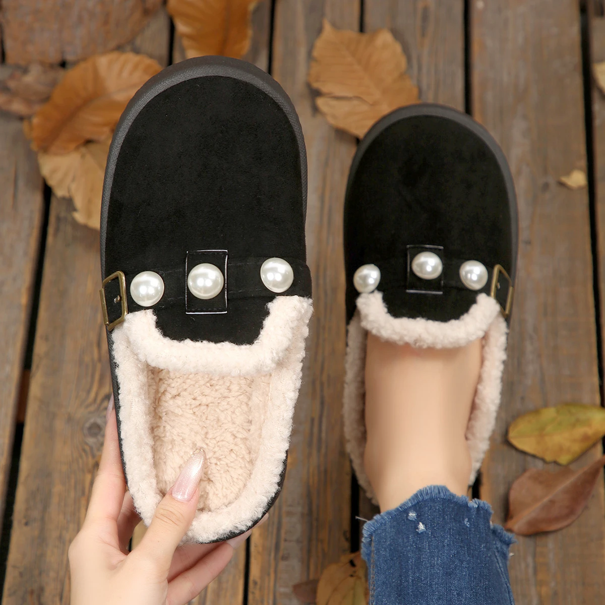 Winter Thicken Plush Birken Slippers Women Comfy Soft Sole Platform Cotton Padded Shoes Woman Non Slip Furry Slides Woman