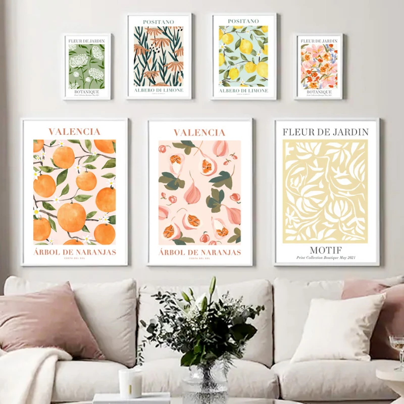 Abstract Lemon Flower Eye Orange Vintage Plant Wall Art Canvas Painting Posters and Prints Wall Pictures for Living Room Deco