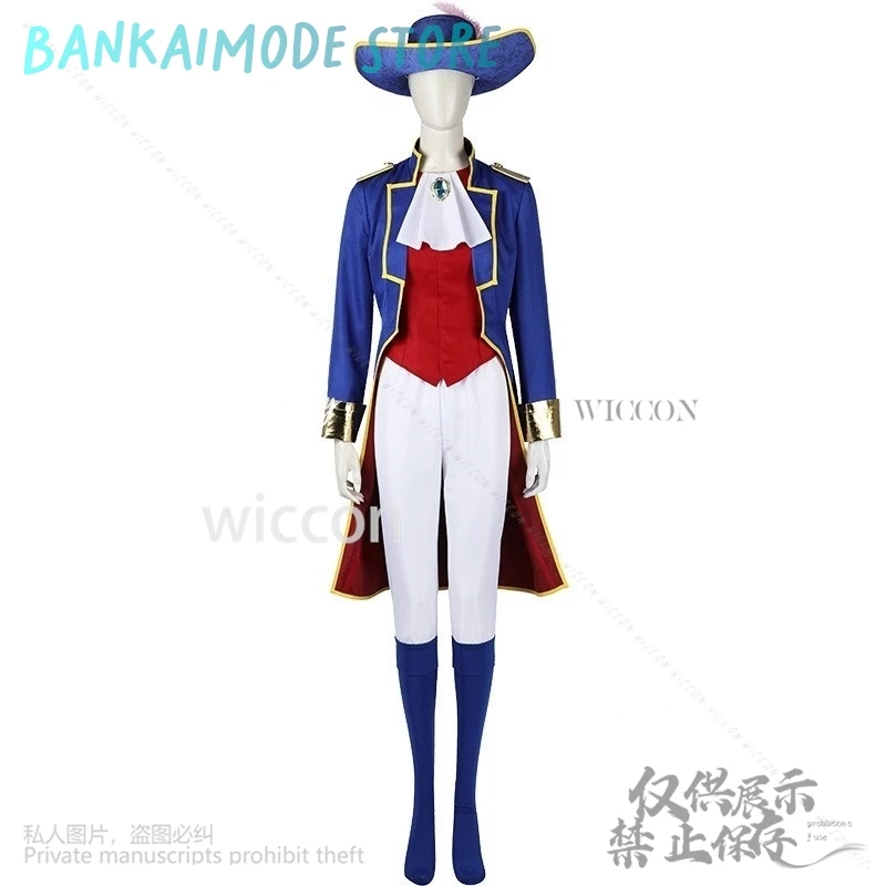 プリンセス コスプレ アニメ 騎士 ゲーム 制服 ロング ブルー コート カウボーイハット かわいい Y2K パンツ ウィッグ キュート ジライケイ ガールズ キッズ カスタムメイド