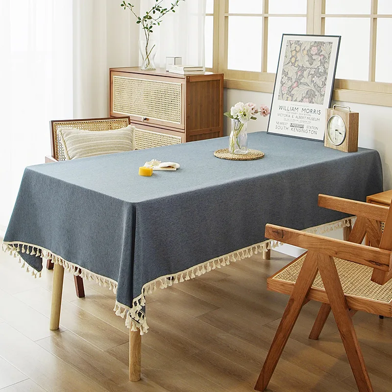 New Chinese Style Dustproof Cotton Linen Tablecloth for Tea Ceremony TV Cabinet Coffee Table Dining Table Meeting Room