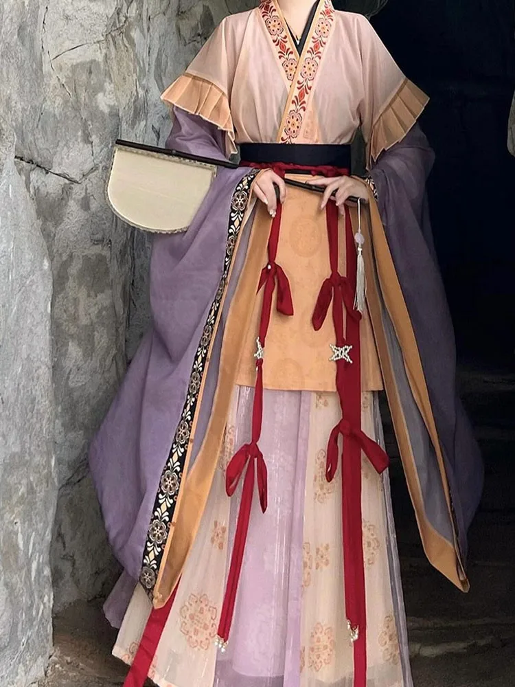 

Hanfu женские ветровые юбки с большими рукавами и восемью сломанными юбками