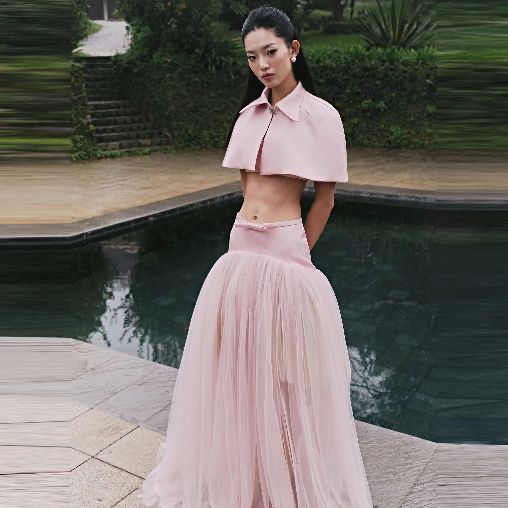 

2023 трендовая женская розовая длинная многослойная тюлевая юбка с высокой талией для свадебной вечеринки, шикарный наряд в стиле бохо, струящиеся официальные юбки трапециевидной формы