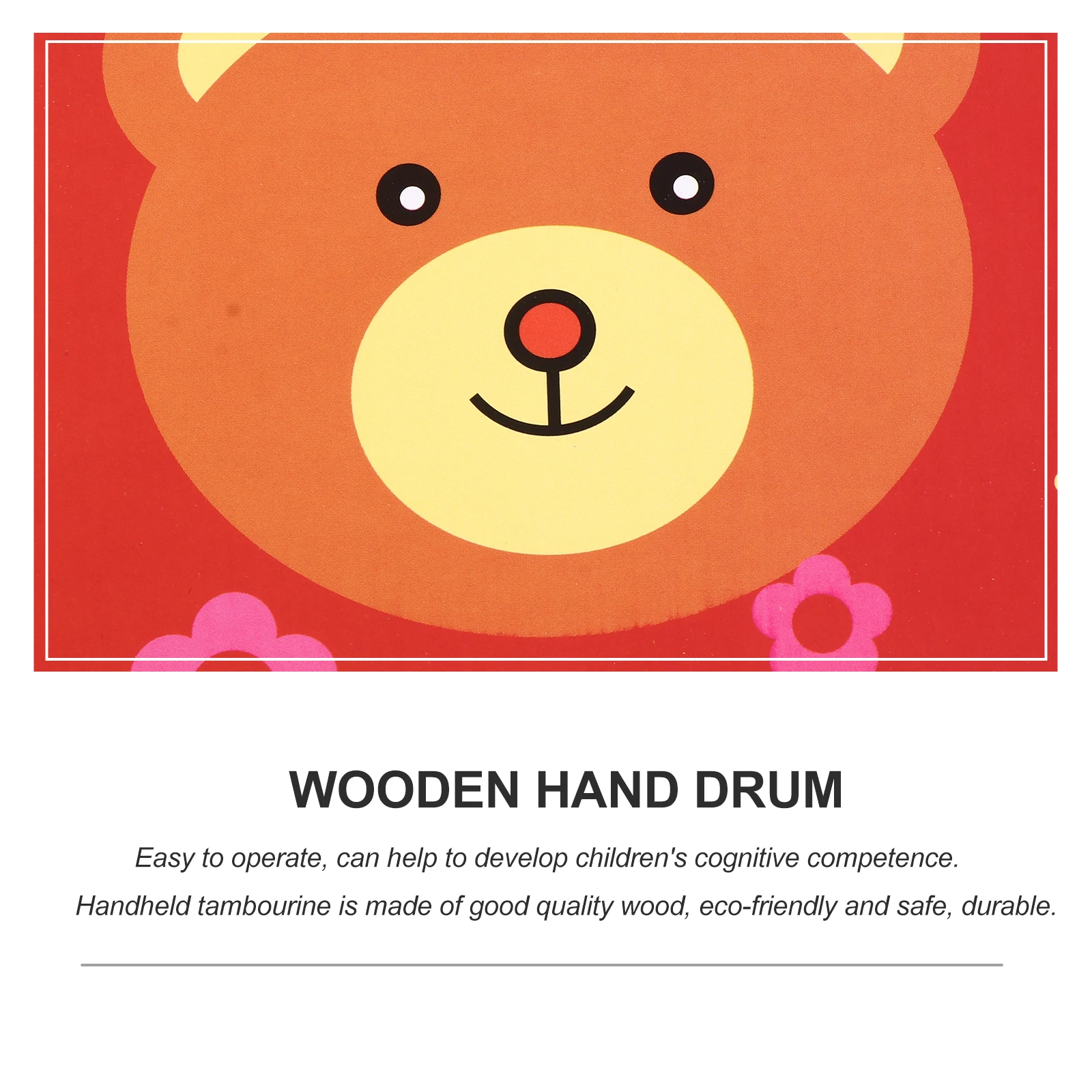 

Tambourine Kids Musical Instruments Wood Baby Gift Educational Toy Cartoon Pattern Wooden Percussion Child for Handheld