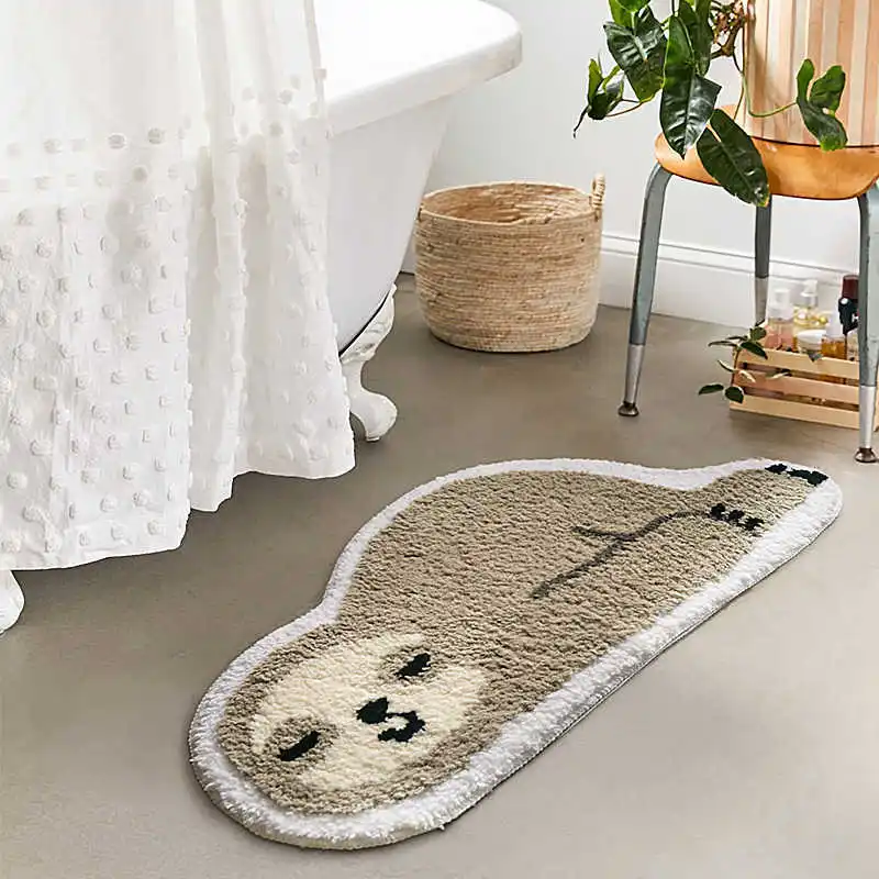 

Cartoon Cute Sloth Flocked Carpet Absorbent Non-slip Carpet