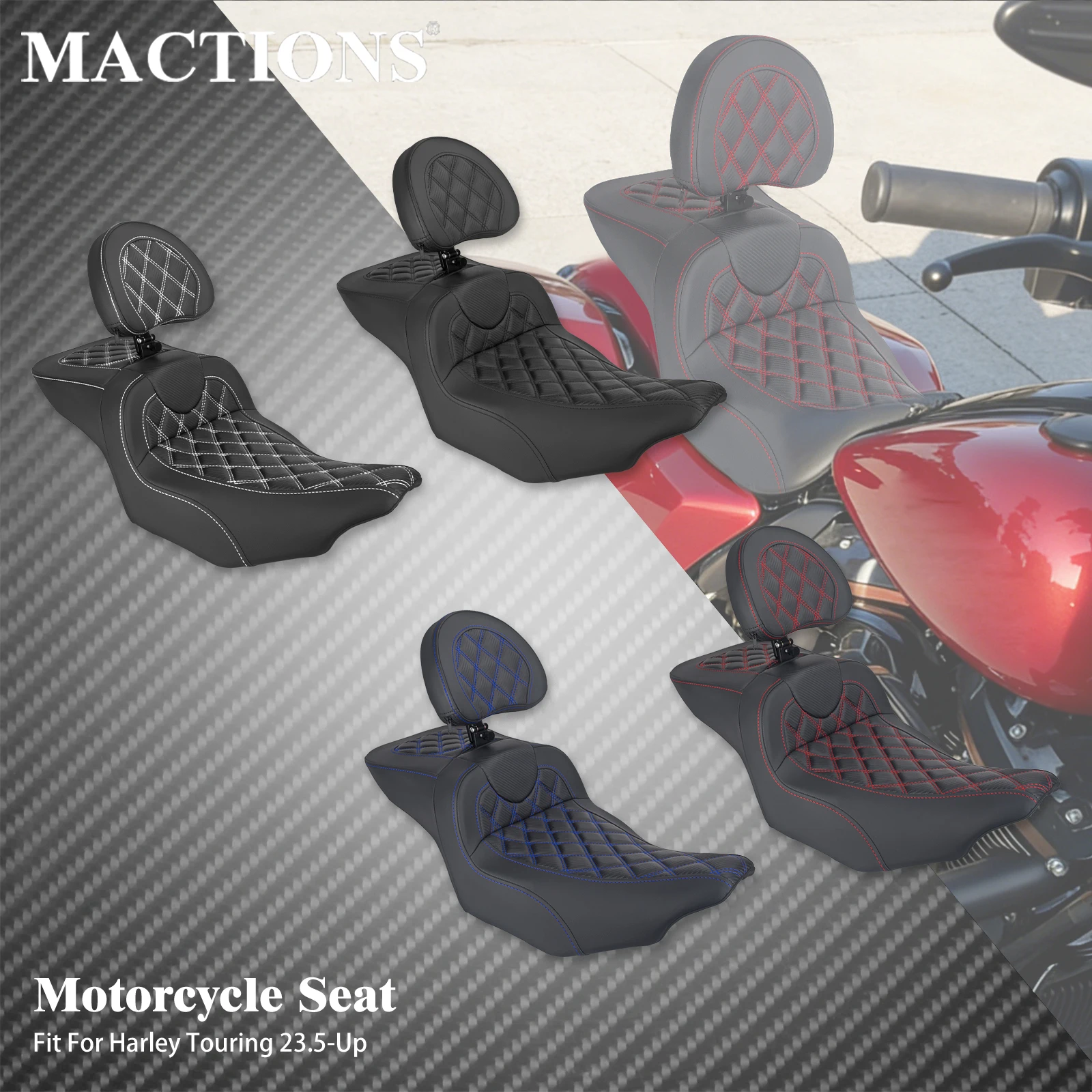 Motorcycle Driver Passenger Seat Front Rear Cushion Seat For Harley Touring 2023.5-Later Road King Electra Glide Ultra Limited