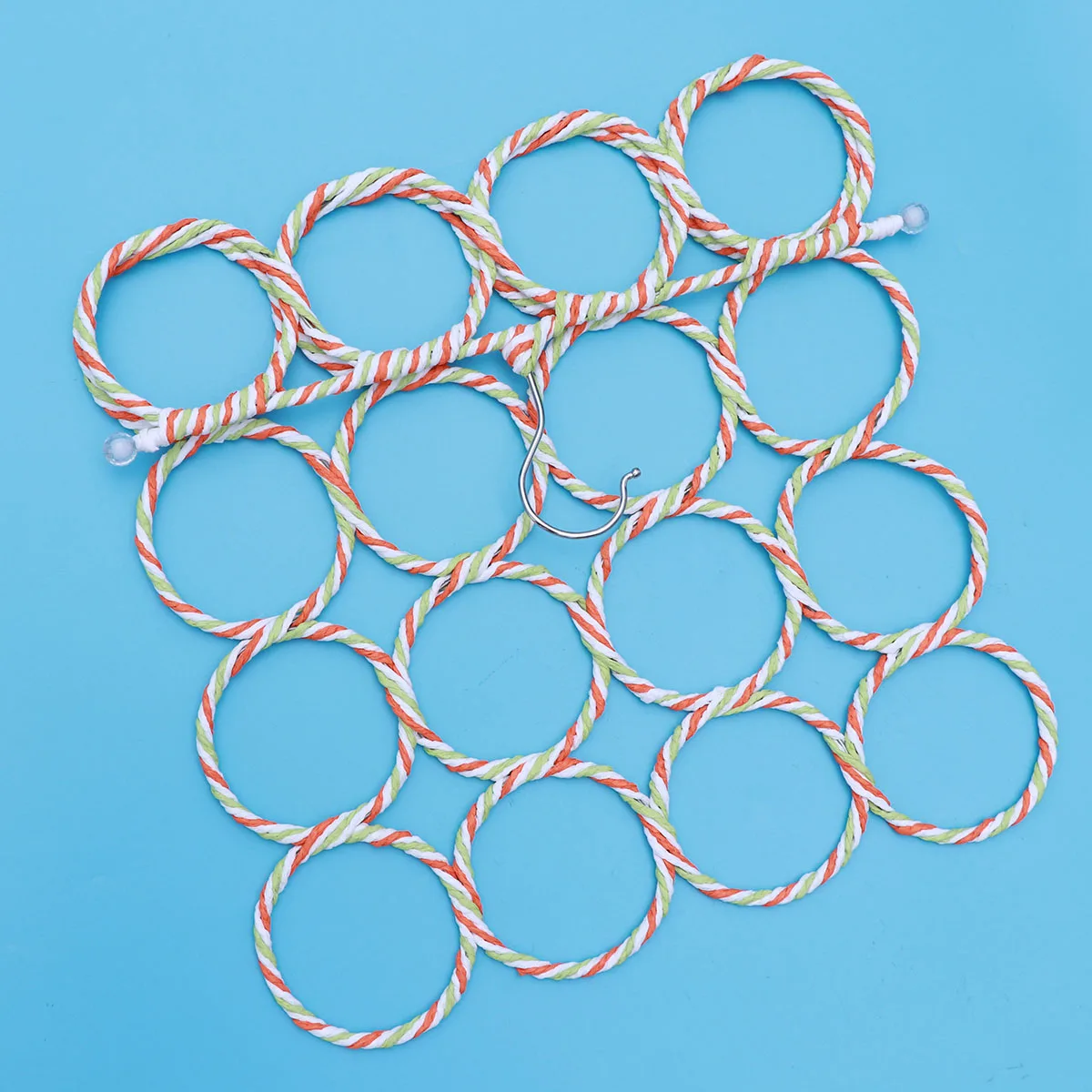 

Foldable 20-Ring Paper Rattan Scarf Hanger Eco-Friendly Stainless Steel Hook Organizer for Scarves Ties Towels Closet Rack