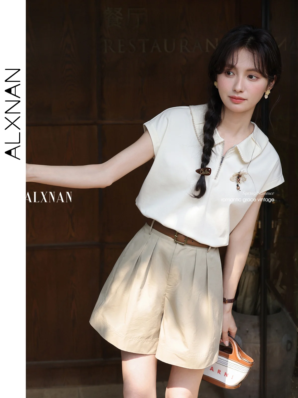 ALXNAN Women's Shorts 2025 Summer Khaki Casual Elegant Shorts Loose-fit Holiday Versatile Fashion Commuter Female Pants L38922