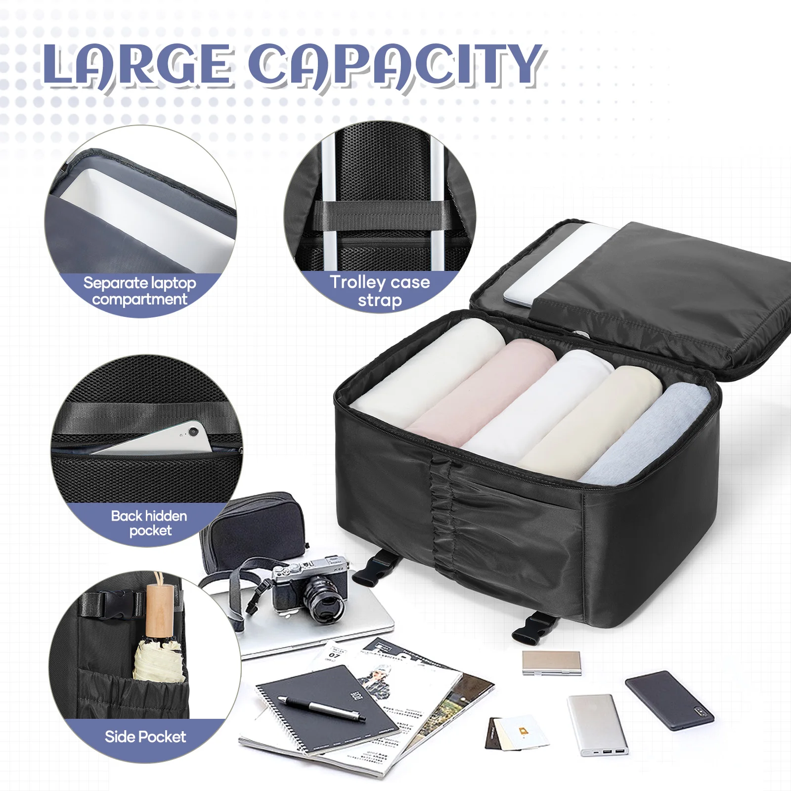 حقائب Ryanair Cabin مقاس 40 × 30 × 20 حقيبة ظهر للسفر تحت المقعد، حقيبة ظهر تنفيذية للأعمال، كاجوال للاستخدام الخارجي، حقيبة ظهر للكمبيوتر المحمول للرجال #5