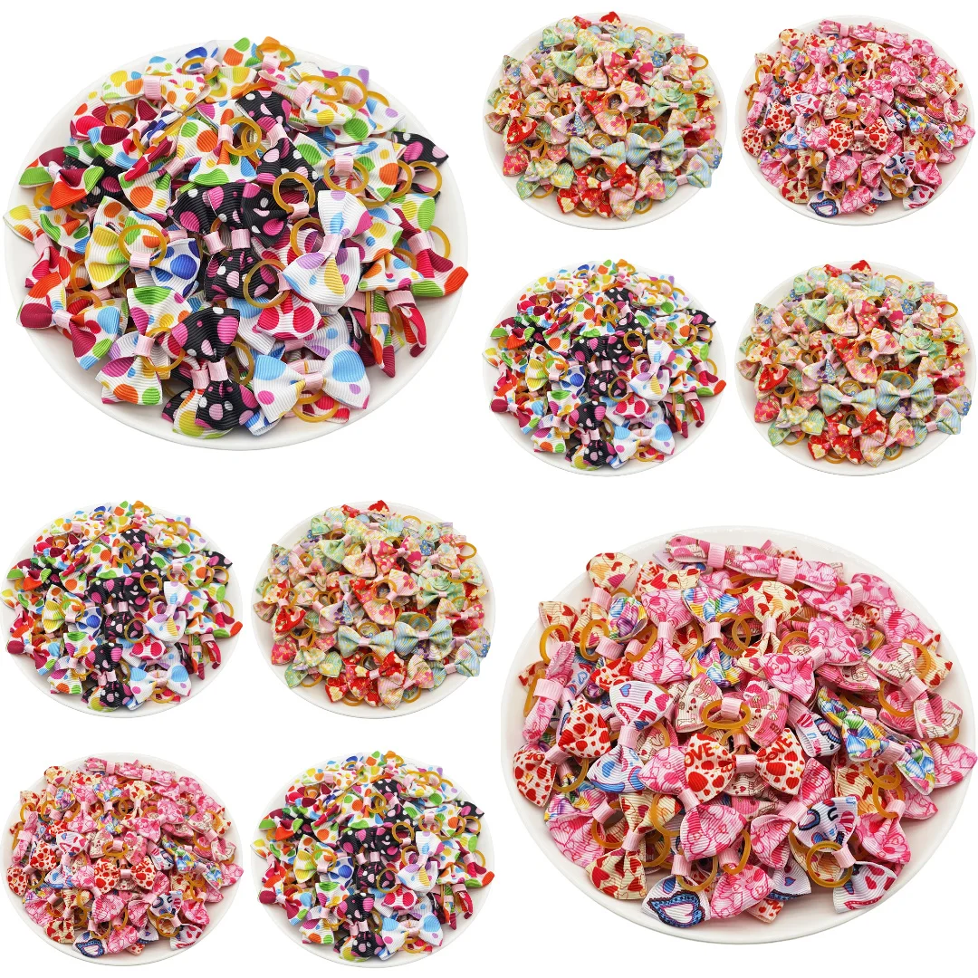 

100pcs Cute Pet Hair Bows 100% Handmade Elegant Durable Dog Hair Accessories Flower Pet Grooming Supplies Small Dog Hair Clips