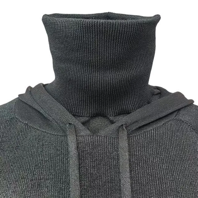 Level 5 Hooded with Scarf Black Cut-proof Sweater Casual Knitted Sweater Concealed Safety Neck Protection Head Protection