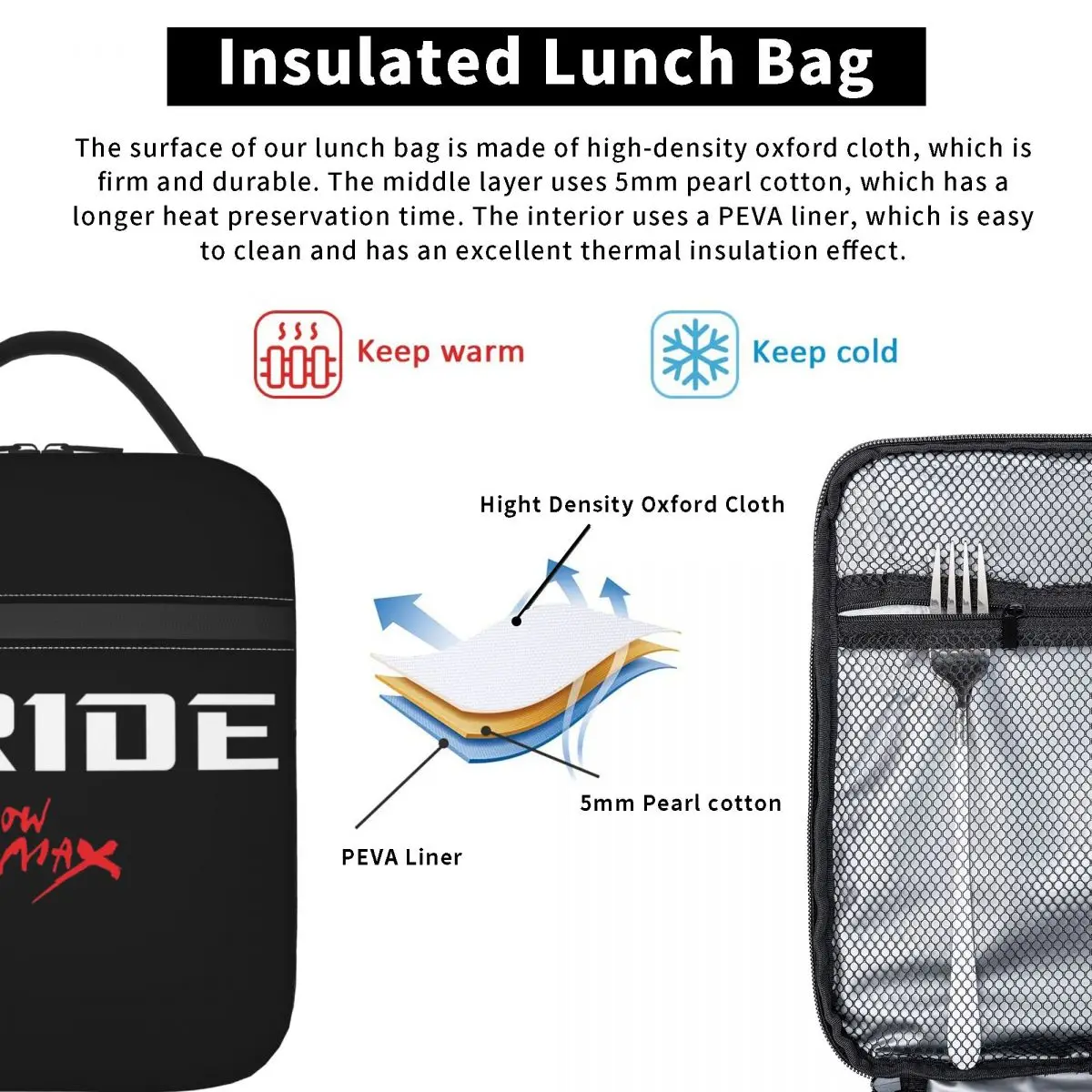 Bride Jdm Material Insulated Lunch Bag for Women Kids Leakproof Food Boxes Thermal Lunch Box Tote
