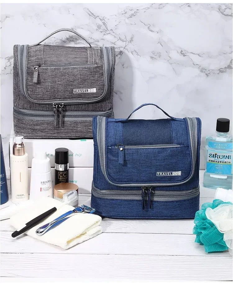 Reise-Toilettentasche mit Trocken-Nass-Trennung und Haken, Große Kapazität, Hängende Kosmetik-Organizer-Tasche für Männer und Frauen, Tragbare Waschtasche – Detail 12