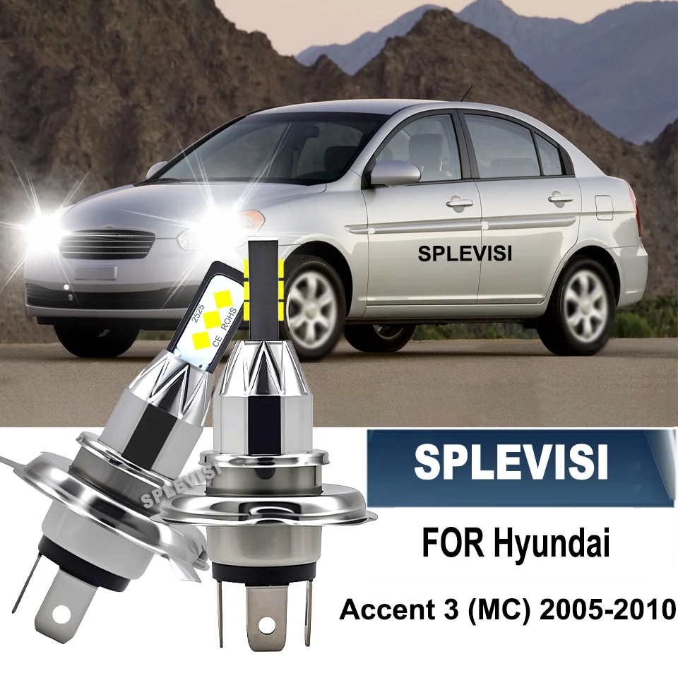 Car 60W H4 LED Auto Hi Lo Headlamps 6000LM Bulbs with CSP 12V Luces For Hyundai Accent 3 (MC) 2005 2006 2007 2008 2009 2010