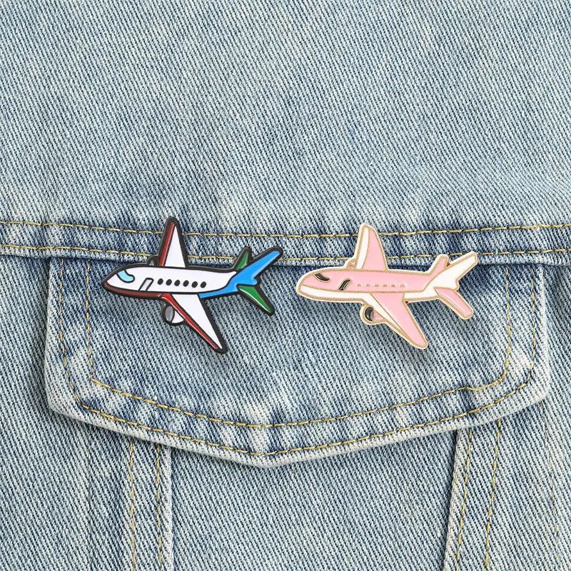 Cute Airplane Badge Cartoon Plane Enamel Pins Lovely Travel Aircraft Brooch Accessories Decor Gift for Friends