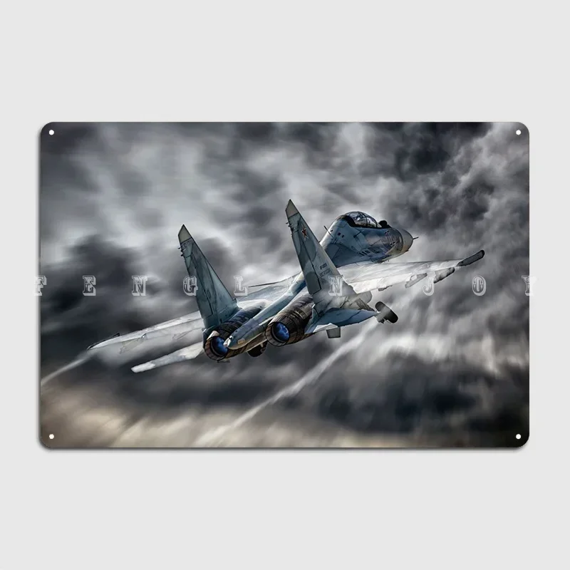 Póster de la Fuerza Aérea rusa Sukhoi Su-30, placa de Metal para Club, Mural para el hogar, pintura personalizada, decoración, cartel de estaño