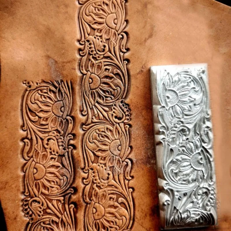 3D Sunflower Pattern Leather Embossing Mold Aluminum Alloy Belt Stamp Heat Stamps Leather Craft Tool Carving Hydraulic Pressing